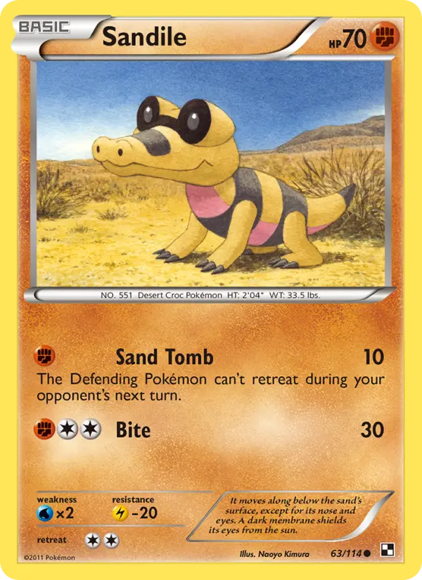 Sandile Common Pokemon card #63 from Black & White