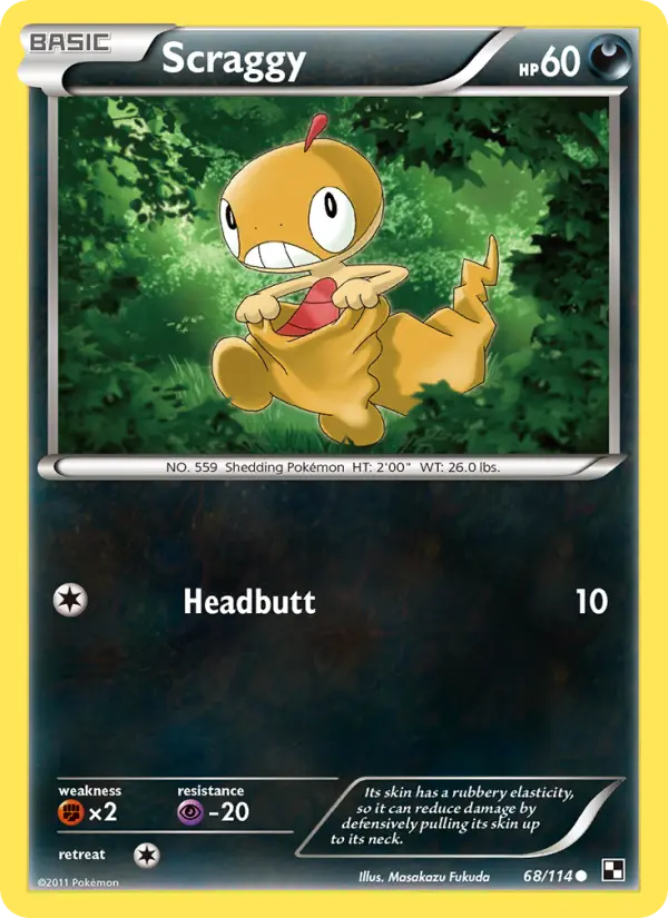 Scraggy Common Pokemon card #68 from Black & White