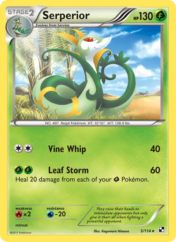 Serperior Rare Pokemon card #5 from Black & White
