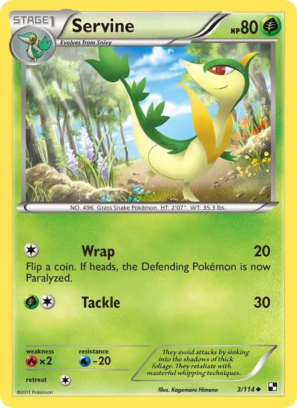 Servine Uncommon Pokemon card #3 from Black & White