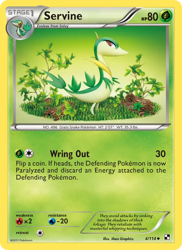 Servine Uncommon Pokemon card #4 from Black & White