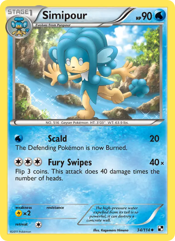 Simipour Uncommon Pokemon card #34 from Black & White