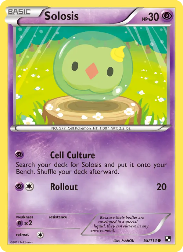 Solosis Common Pokemon card #55 from Black & White