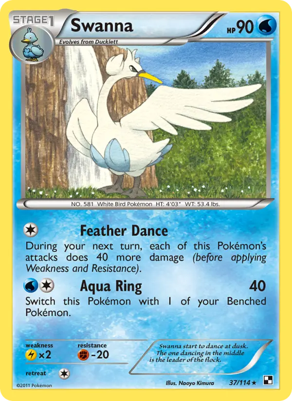 Swanna Rare Pokemon card #37 from Black & White