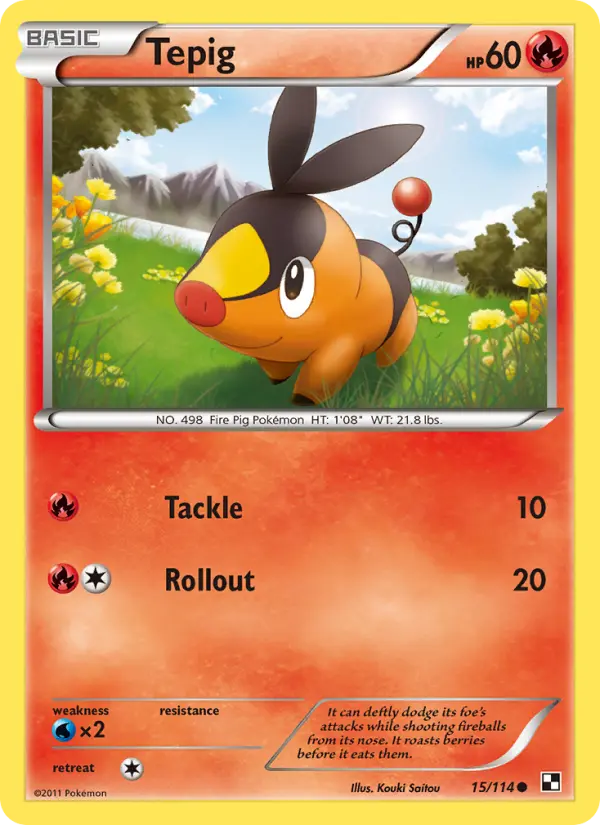 Tepig Common Pokemon card #15 from Black & White