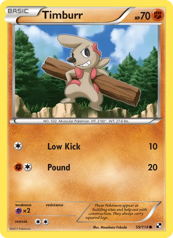 Timburr Common Pokemon card #59 from Black & White