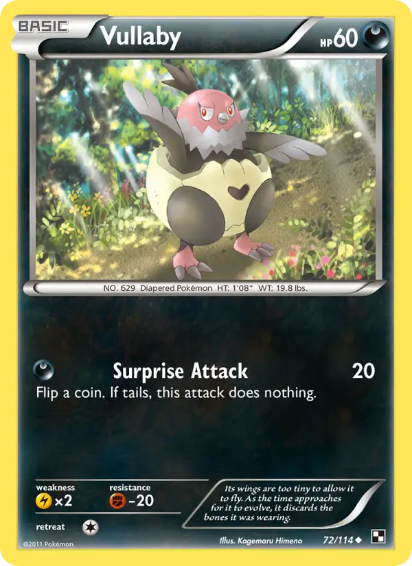 Vullaby Uncommon Pokemon card #72 from Black & White