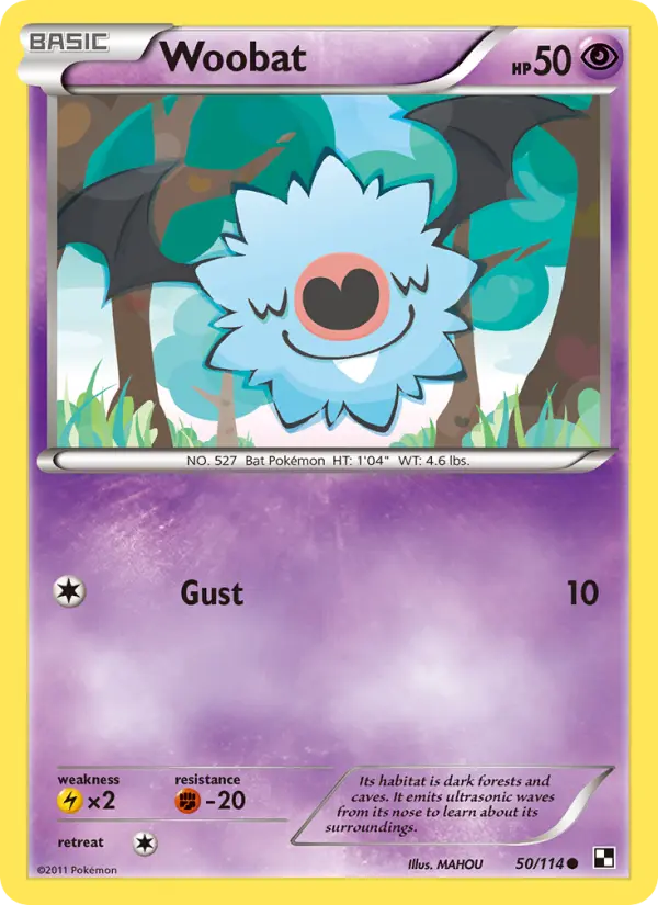 Woobat Common Pokemon card #50 from Black & White