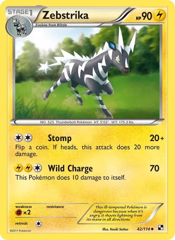 Zebstrika Uncommon Pokemon card #42 from Black & White