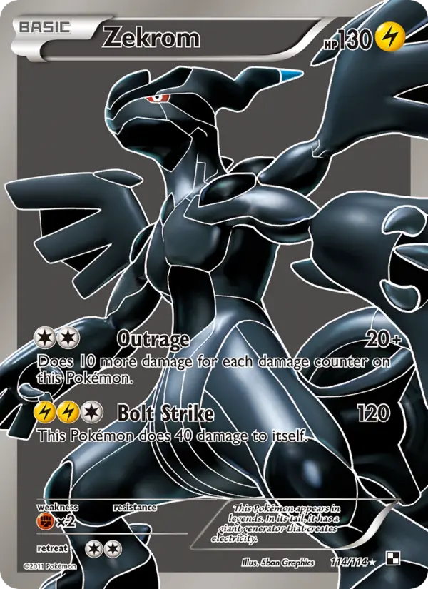 Zekrom Ultra Rare Pokemon card #114 from Black & White