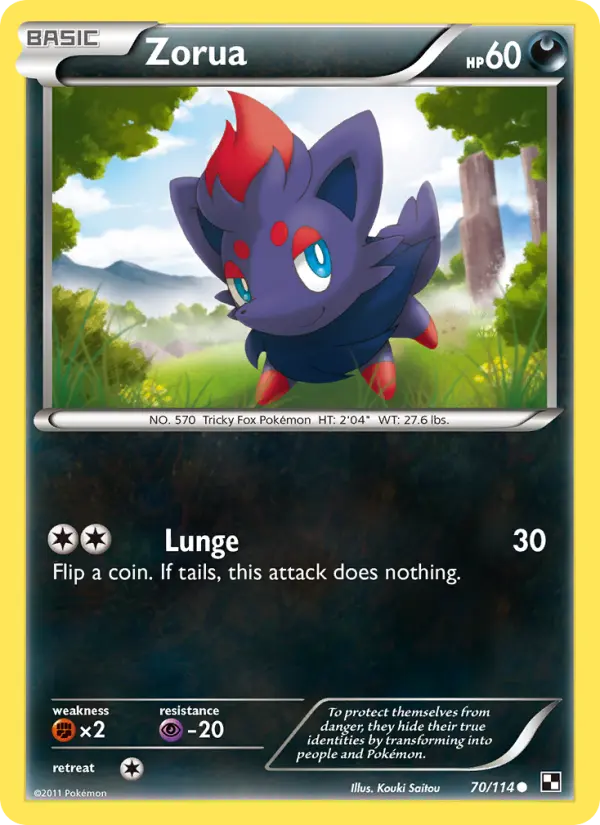Zorua Common Pokemon card #70 from Black & White