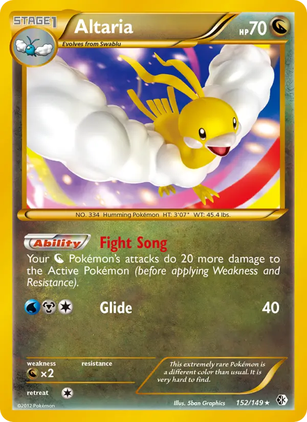 Altaria Secret Rare Pokemon card #152 from Boundaries Crossed
