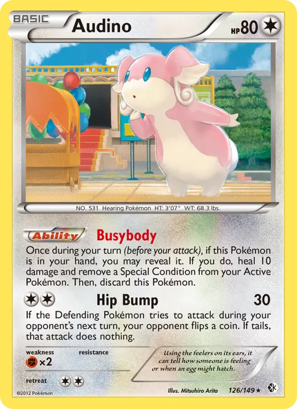 Audino Rare Pokemon card #126 from Boundaries Crossed