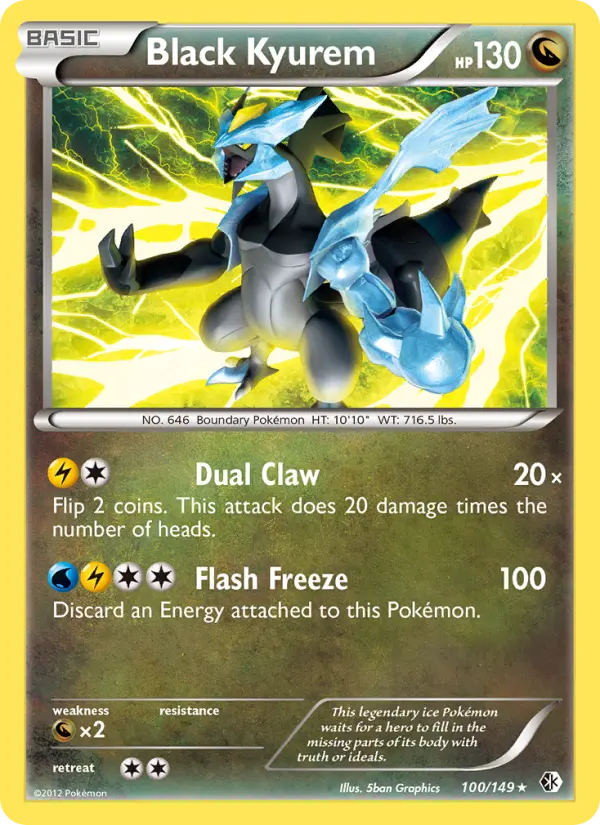 Black Kyurem Rare Pokemon card #100 from Boundaries Crossed