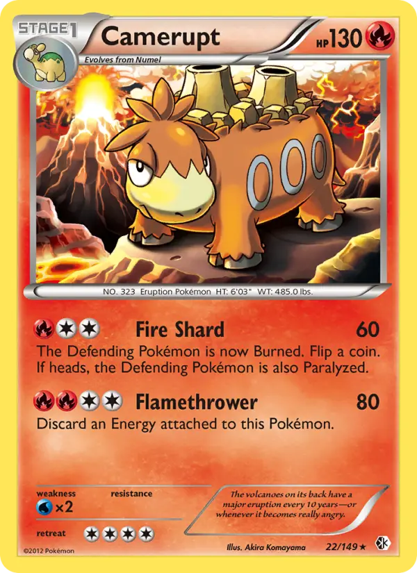 Camerupt Rare Pokemon card #22 from Boundaries Crossed