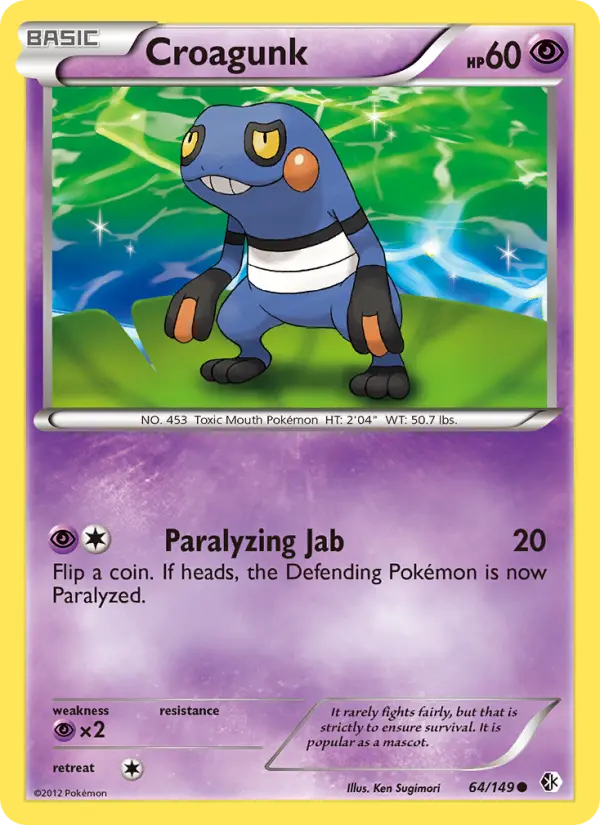 Croagunk Common Pokemon card #64 from Boundaries Crossed