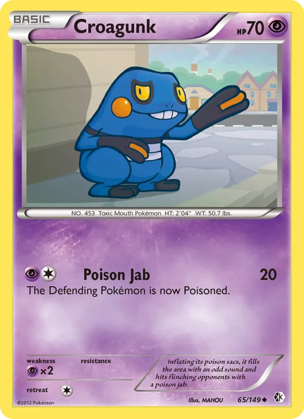 Croagunk Uncommon Pokemon card #65 from Boundaries Crossed