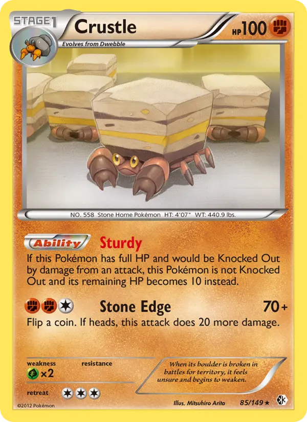 Crustle Rare Pokemon card #85 from Boundaries Crossed