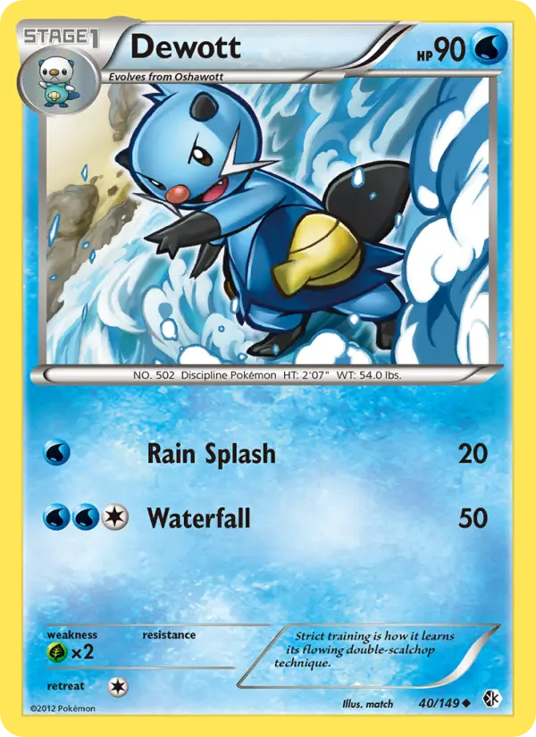 Dewott Uncommon Pokemon card #40 from Boundaries Crossed