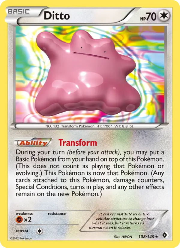 Ditto Rare Pokemon card #108 from Boundaries Crossed