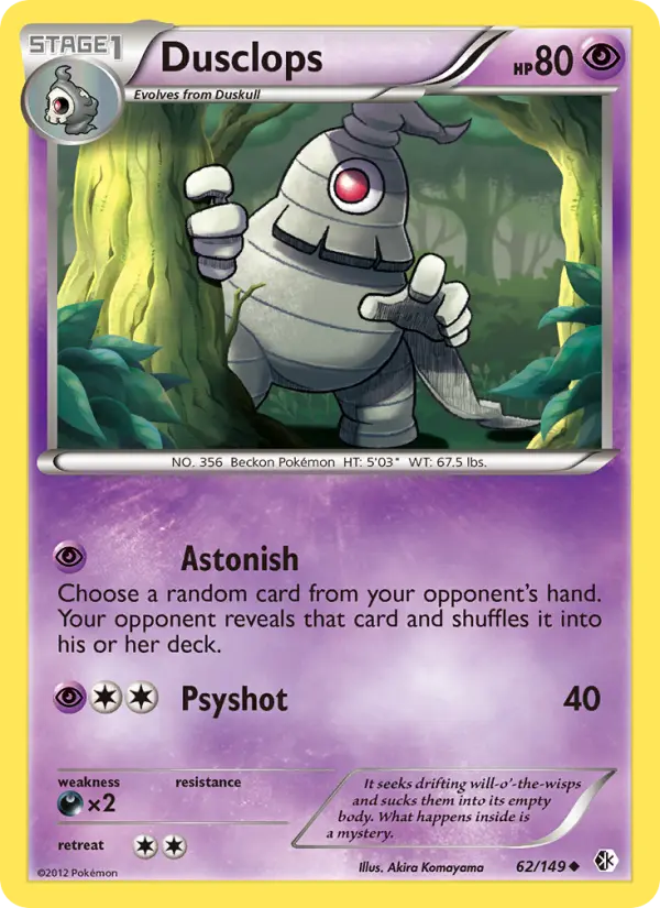 Dusclops Uncommon Pokemon card #62 from Boundaries Crossed