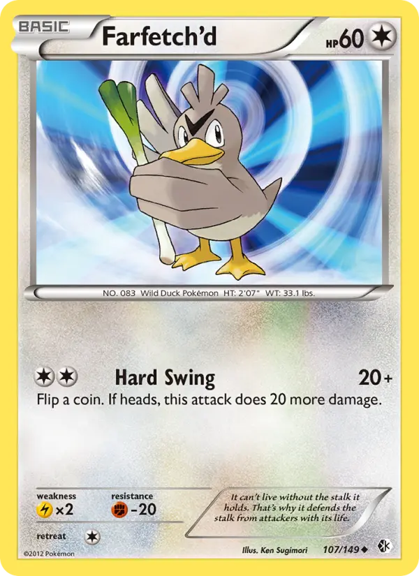 Farfetch’d Uncommon Pokemon card #107 from Boundaries Crossed
