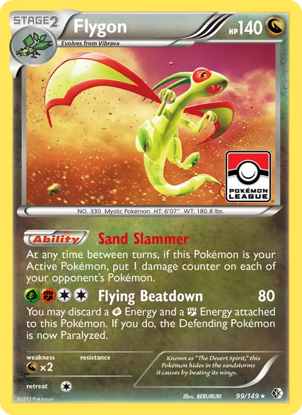 Flygon Rare Pokemon card #99 from Boundaries Crossed
