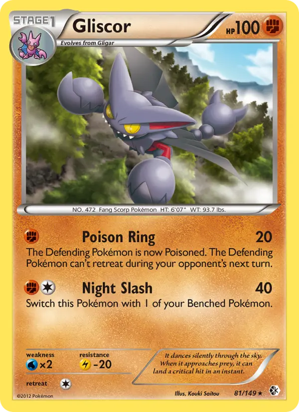 Gliscor Rare Pokemon card #81 from Boundaries Crossed