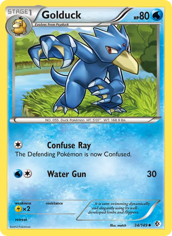 Golduck Uncommon Pokemon card #34 from Boundaries Crossed