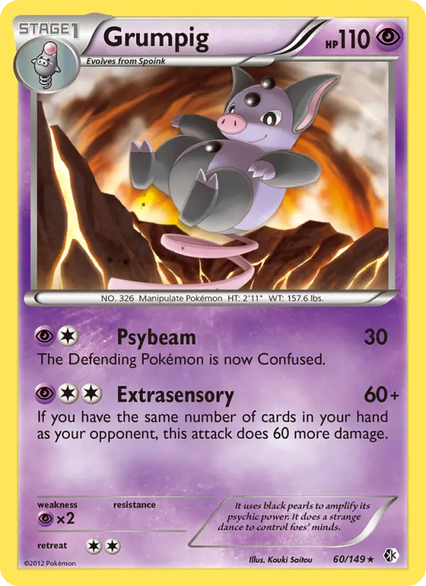 Grumpig Rare Pokemon card #60 from Boundaries Crossed