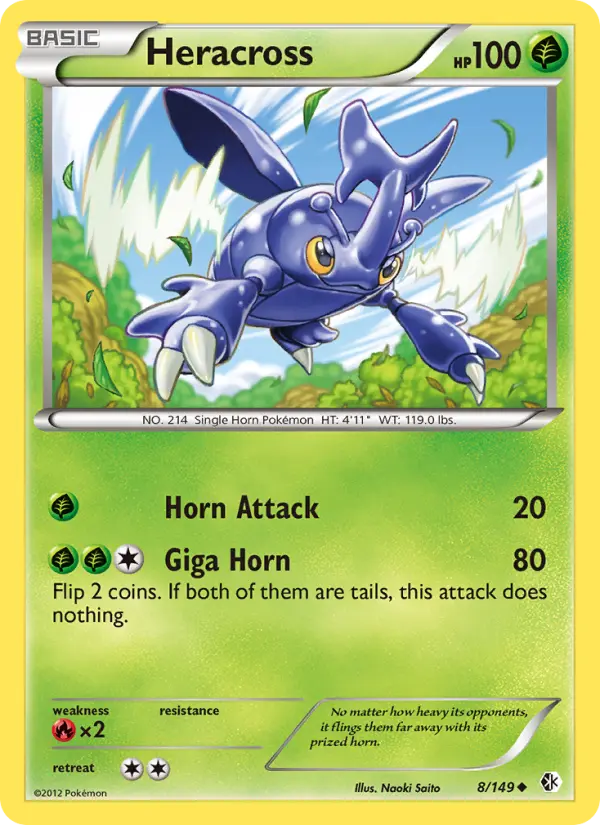 Heracross Uncommon Pokemon card #8 from Boundaries Crossed