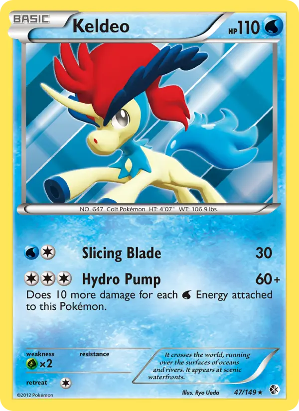 Keldeo Rare Pokemon card #47 from Boundaries Crossed