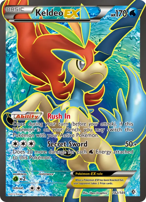 Keldeo-EX Ultra Rare Pokemon card #142 from Boundaries Crossed