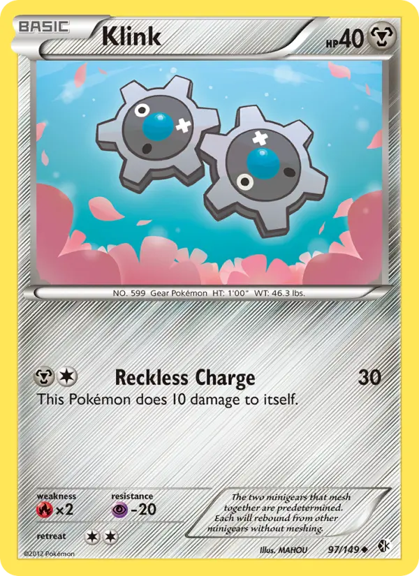Klink Uncommon Pokemon card #97 from Boundaries Crossed