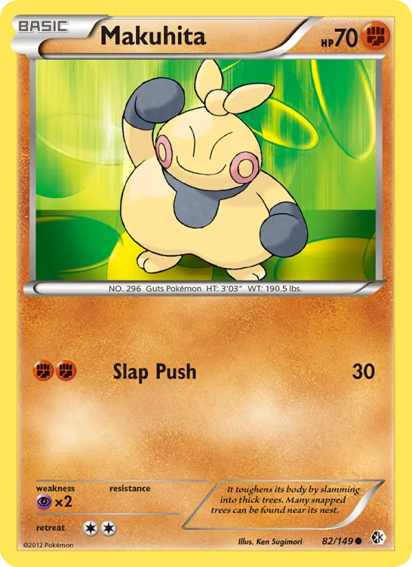 Makuhita Common Pokemon card #82 from Boundaries Crossed