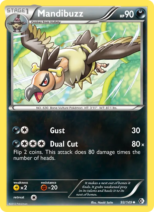 Mandibuzz Uncommon Pokemon card #93 from Boundaries Crossed