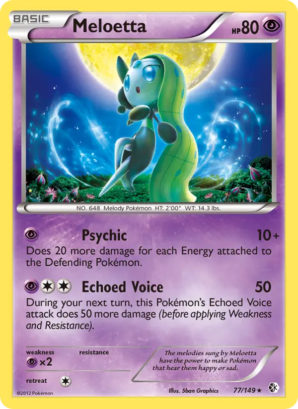 Meloetta Rare Pokemon card #77 from Boundaries Crossed
