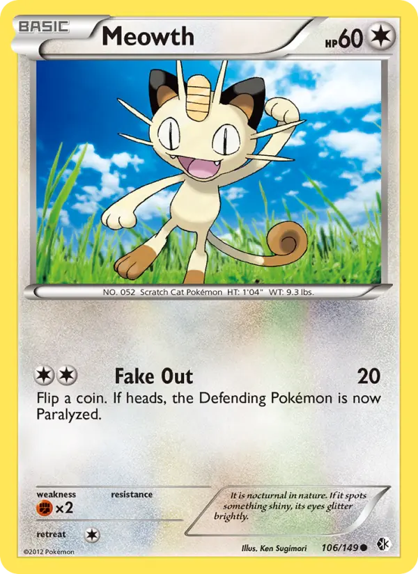 Meowth Common Pokemon card #106 from Boundaries Crossed