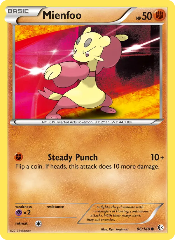 Mienfoo Common Pokemon card #86 from Boundaries Crossed