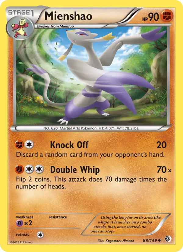 Mienshao Uncommon Pokemon card #88 from Boundaries Crossed
