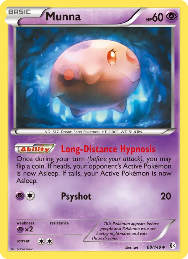 Munna Uncommon Pokemon card #68 from Boundaries Crossed