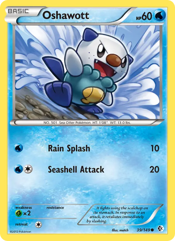 Oshawott Common Pokemon card #39 from Boundaries Crossed
