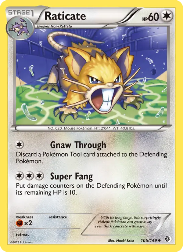 Raticate Uncommon Pokemon card #105 from Boundaries Crossed