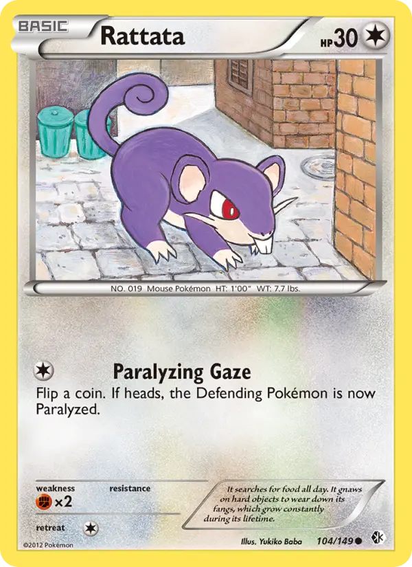 Rattata Common Pokemon card #104 from Boundaries Crossed