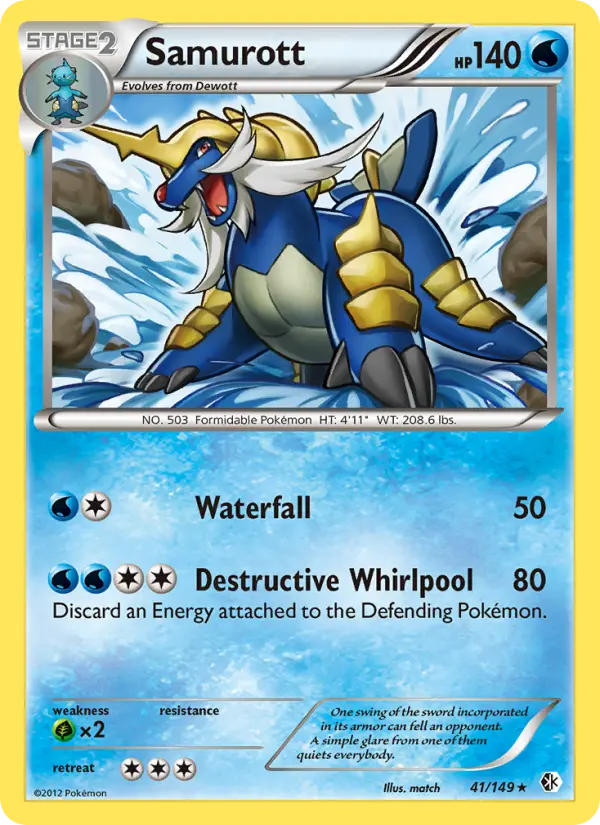 Samurott Rare Pokemon card #41 from Boundaries Crossed