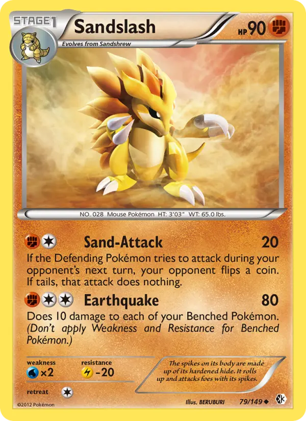 Sandslash Uncommon Pokemon card #79 from Boundaries Crossed