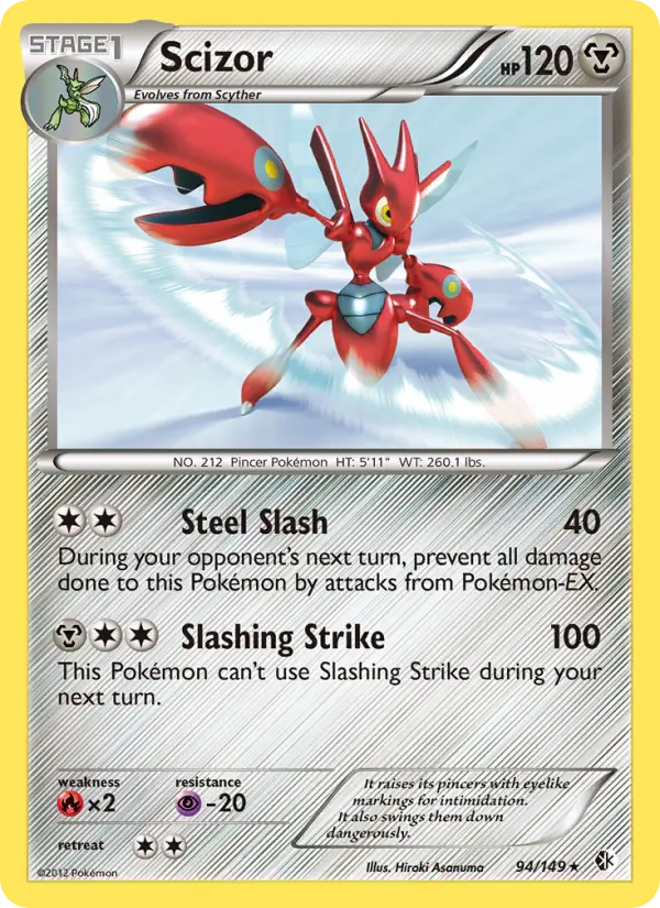 Scizor Rare Pokemon card #94 from Boundaries Crossed