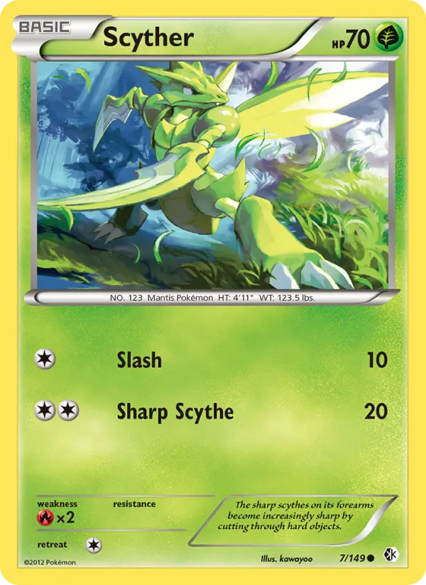 Scyther Common Pokemon card #7 from Boundaries Crossed