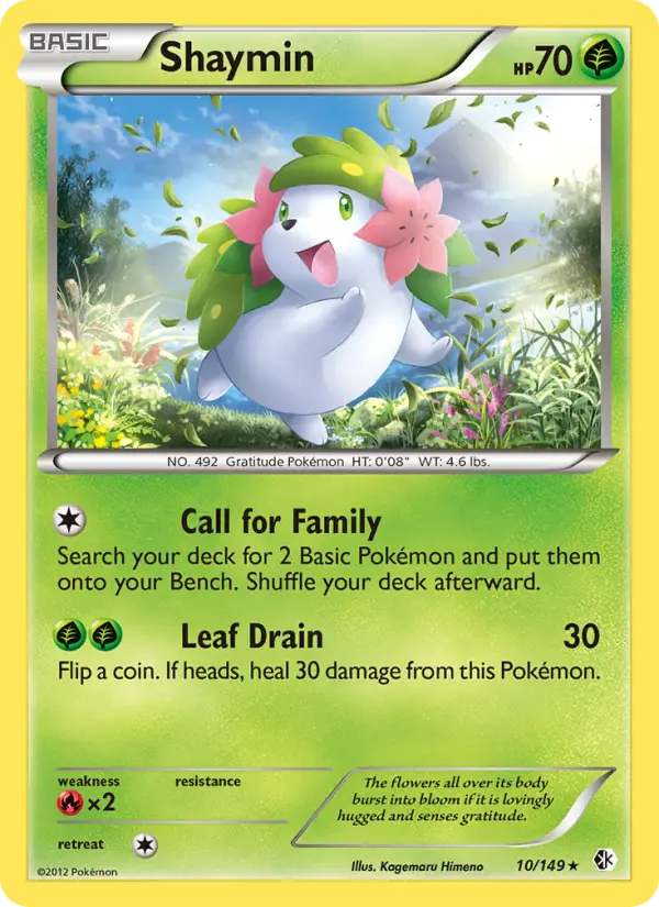 Shaymin Rare Pokemon card #10 from Boundaries Crossed