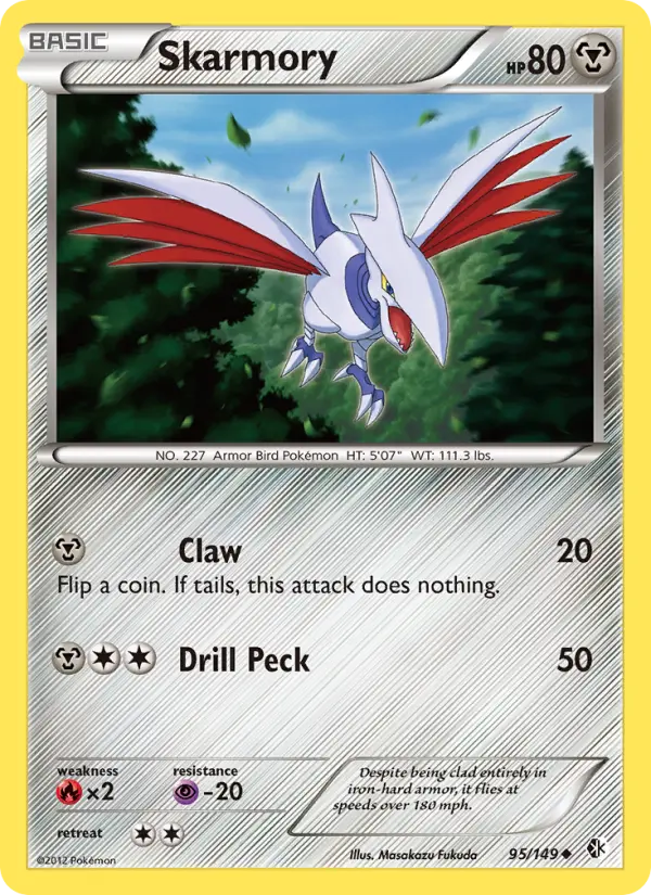 Skarmory Uncommon Pokemon card #95 from Boundaries Crossed
